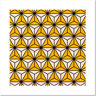 Art Deco Pattern No 57 - Yellow - Diamond Geometric Pattern Posters and Art